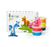 HEY CLAY Animaux Pack - 6 boîtes de pâte à modeler séchant à l'air pour enfants de 3 ans et plus - Kit créatif d'arts et d'artisanat (Petit Cochon, Cheval, Lapin)