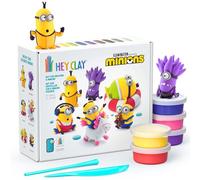 Hey Clay - Coffret Moi, Moche et Méchant Minions - Pâte à Modeler colorée et autodurcissante pour Enfants, avec 15 Pots, Outils de modelage et appli ludique - Dès 3 Ans