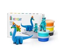 HEY CLAY Dinosaures | Kit Créatif avec 6 Boîtes de Pâte à Modeler pour Enfants de 3 Ans et Plus (Stégosaure, Pachycéphalosaure, Brachiosaure)