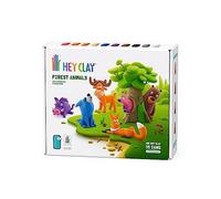 HEY CLAY Ensemble d'animaux de la forêt - Argile sèche à l'air pour enfants à modeler colorée - Kit d'argile sèche à l'air 15 boîtes et outils de sculpture avec application d'instructions interactives
