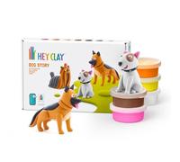 HEY CLAY Histoire de Chiens: 6 boîtes de pâte à modeler | Activité manuelle pour enfants | Argile autodurcissante (Yorkshire, Berger, Bull-Terrier)