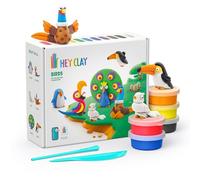 HEY CLAY Kit d'argile à modeler colorée pour enfants - Kit d'argile séchée à l'air libre avec 15 canettes et outils de sculpture avec application d'instructions interactives amusantes (français non