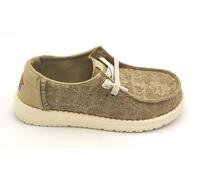 Hey Dude 45478 Baskets Lacets Tissu Paillettes Beige Fango Semelle Caoutchouc