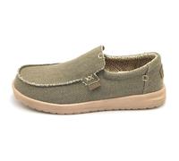 Hey Dude Mikka Tressé 40124 Mocassin Tissu Vert Militaire Semelle Caoutchouc C