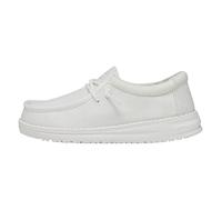 Hey Dude Wally Youth Slub Canvas MOC Toe Shoes, Blanc, 33 EU