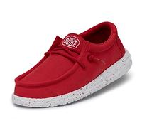 Hey Dude Wally Youth Slub Canvas MOC Toe Shoes pour garçon, Rouge, 33 EU