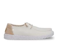 Hey Dude Wendy Chambray Woven Chaussures Bateau pour Femme Blanc 40059-1KJ 36