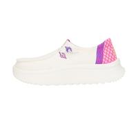 Hey Dude Wendy Peak Chambray Woven Sabots Compensés Toile Blanc/Rose 3,5 cm