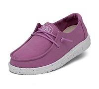 Hey Dude Wendy Youth Slub Canvas MOC Toe Shoes, Violet, 34 EU