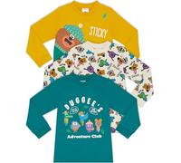 Hey Duggee Lot de 3 t-shirts à manches longues 100 % coton peigné BCI, Multicolore, 4-5 Years