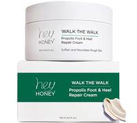 Hey Honey, Walk The Walk, crème pour les pieds à la Propolis. Baume pour les pieds très efficace qui adoucit, protège et rafraîchit vos pieds tout en réparant les talons secs et craquelés.