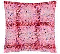 Heya Home Connie Check Coussin Garni en Polyester Rose/Cobalt 45 x 45 cm
