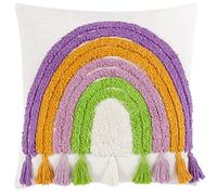 Heya Home Coussin Garni de Pompons Arc-en-Ciel en Polyester