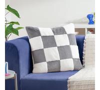 Heya Home Cozee Coussin Garni de Plumes en Fausse Fourrure à Carreaux