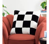 Heya Home Cozee Coussin Garni en Fausse Fourrure Polyester à Carreaux