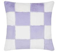 Heya Home Cozee Housse de Coussin en Fausse Fourrure à Carreaux Lilas