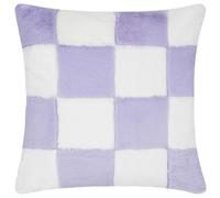 Heya Home Cozee Housse de Coussin en Fausse Fourrure à Carreaux Lilas