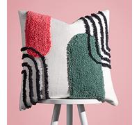 Heya Home Elmer Lot de 2 Coussins touffetés en Polyester Rose/Jade 45 x 45 cm