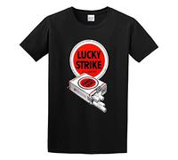 HEYAN Lucky Strike Retro Tobacco Tobacconist Cigarette O Neck Men T Shirt XL, Black