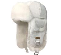 HEYANN Casquette Chapka Homme Bonnet Cache Oreille Homme Hive Aviateur Sovietique Chapeau Trappeur Fourrure Russe Ushanka Femme Bonnet Homme Hiver (S/M, Blanc)