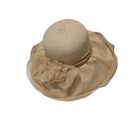 HEYANN Chapeau de soleil en organza à large bord pour femme, chapeau de plage élégant en maille pour les mariages d'été, chapeau rond respirant pour les fêtes de jardin (56-58 cm), kaki1., Taille