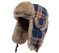 HEYANN Chapeau de Trappeur d'hiver à Russe Ushanka Carreaux en Fausse Fourrure pour Homme et Femme avec Cache-Oreilles Chapeaux de Trappeur soviétique Chapeau de Pilote Thermique Coupe-Vent