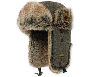 HEYANN Chapeau de Trappeur d'hiver en Fausse Fourrure, Chapkas Homme d'aviateur Russe Ushanka Chaud pour Homme et Femme avec Cache-Oreilles Coupe-Vent pour l'extérieur (Brownhua-sanse, S/M)