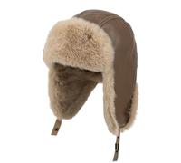 HEYANN Chapeau de trappeur unisexe en cuir synthétique - Style russe - Pour homme - Avec cache-oreilles - Pour l'hiver - Pour le ski, kaki, taille unique