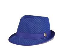 HEYANN Chapeau Fedora d'été unisexe, chapeau Fedora en maille pour homme à bord court, chapeau de soleil Trilby Panama, chapeau de soleil pliable pour homme et femme, 58 cm, bleu, Taille unique