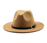 Heyann Chapeau Fedora Femme Homme Classique avec bord large avec boucle de ceinture en feutre Unisexe Chapeau Trilby Homme Chapeau Panama Jazz pour Femme Homme, M