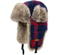 HEYANN Chapkas Homme Chapeau de Trappeur d'hiver à Carreaux en Fausse Fourrure Russe chapkas Femme Ushanka Chapeau d'aviateur pour Homme et Femme avec Cache-Oreilles (Rouge/Bleu, L/XL)
