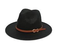 HEYANN Fedora Chapeau pour Homme en Feutre avec Large Bord pour Homme - Chapeau Classique Panama - Chapeau pour Femme - Chapeau Trilby pour fête, Noir, L