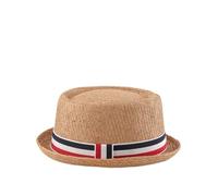HEYANN Pork Pie Chapeau de paille pour homme Pork Pie Fedora 58 cm Chapeau d'été pour hommes et femmes, bowler plat protection solaire chapeau classique, kaki, taille unique