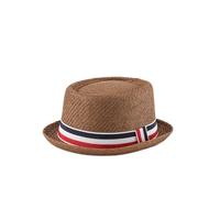 HEYANN Pork Pie Chapeau de paille pour homme Pork Pie Fedora 58 cm Chapeau d'été pour hommes et femmes, bowler plat protection solaire chapeau classique, café, taille unique