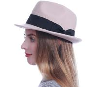 HEYANN Trilby Chapeaux Homme 100% Laine Feutre Fedora Chapeaux à Bord Court, Chapeau Fedora Chapeau Panama pour Homme Classique Jazz Chapeau Derby Party pour Homme Femme, white-417, L