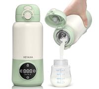 HEYAXA Chauffe-lait portable pour lait maternel, formule et eau, chauffe-biberon portable avec chauffage rapide, capacité de 425,2 g, longue durée de vie de la batterie pour voiture, véhicule et avion