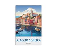 HeyBox Ajaccio Affiche de voyage vintage Corse France 60 x 90 cm Décoration murale pour la maison, le bureau, le salon