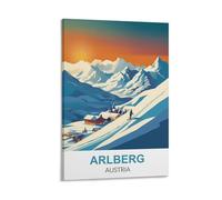 HeyBox Arlberg Poster de voyage vintage Autriche 60 x 90 cm Décoration murale pour maison, bureau, salon