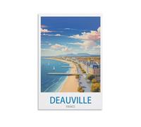 HeyBox Deauville France - Impressions sur toile vintage de voyage pour la maison, le bureau, le salon (20 x 30 cm)
