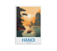 HeyBox Hanoï Affiche de voyage vintage Vietnam sur toile pour décoration d'intérieur, bureau, salon 20 x 30 cm