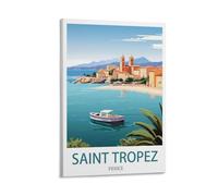 HeyBox Impression sur toile de Saint Tropez - Décoration murale pour maison, bureau, salon - 30 x 45 cm