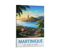 HeyBox Impression sur toile vintage Les Anses D'arlet Martinique - Décoration murale pour maison, bureau, salon - 20 x 30 cm