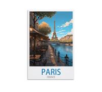 HeyBox Impressions sur toile de peintures sur toile style Paris France vintage pour décoration d'intérieur, bureau, salon (30 x 45 cm)