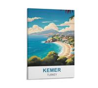 HeyBox Kemer Poster de voyage vintage Turquie 30 x 45 cm - Impressions sur toile pour décoration murale de maison, bureau, salon