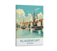 HeyBox Klagenfurt Poster de voyage vintage Autriche 50 x 75 cm Décoration murale pour maison, bureau, salon