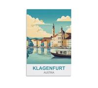 HeyBox Klagenfurt Poster vintage de voyage en Autriche 60 x 90 cm - Impressions sur toile pour décoration murale de maison, bureau, salon