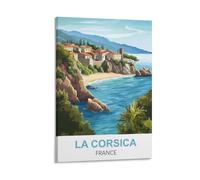 HeyBox Poster vintage de voyage La Corse France - Impression sur toile pour décoration d'intérieur, bureau, salon - 20 x 30 cm