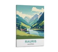 HeyBox Rauris Poster vintage de voyage Autriche 40 x 60 cm Décoration murale pour maison, bureau, salon