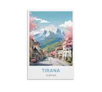 HeyBox Tirana Affiche de voyage vintage Albanie sur toile pour décoration murale d'intérieur, bureau, salon 20 x 30 cm