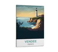HeyBox Vendée France - Affiches de voyage vintage sur toile - Impressions sur toile pour la maison, le bureau, le salon (60 x 90 cm)